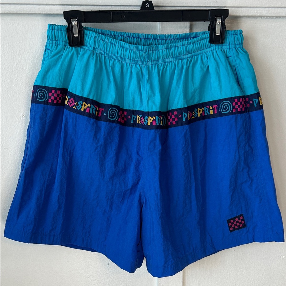 Vintage Pro Spirit Retro 90s Men’s Swim Trunks Size Medium Blue and Turquoise